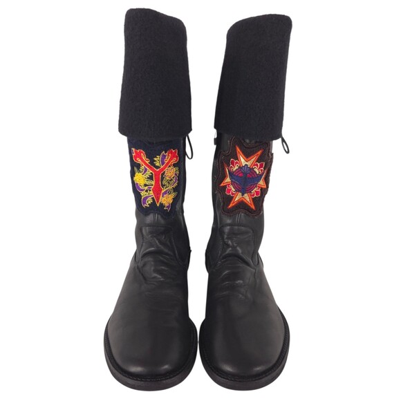 Yohji Yamamoto Pour Homme Embroidered Wool Cuff Boots US 11 EU 44 Black $1850 main image 12